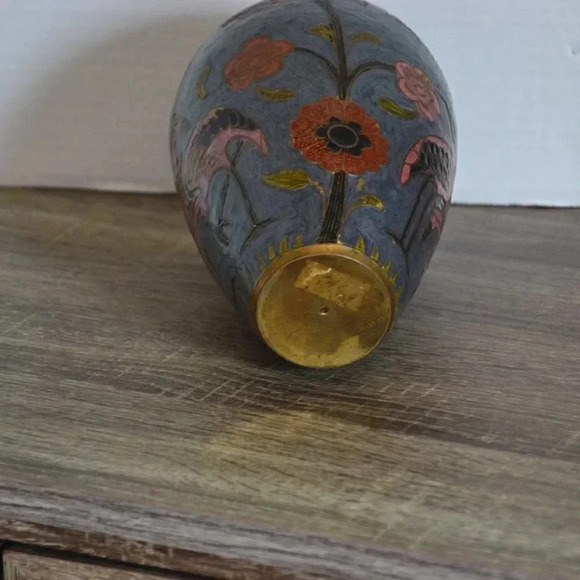 Vtg Cloisonne Flamingo Vase - Picture 5 of 10